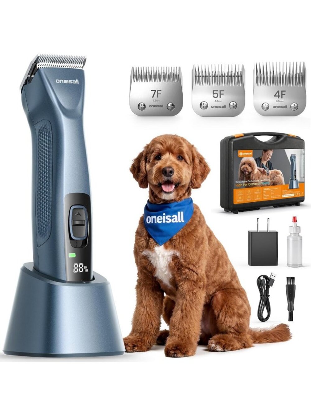 Professional Dog Clippers with 4 Length A5 Blades & Carrying Case - Grooming